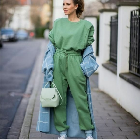 NWT ZARA PLAID COAT BLUE WHITE M BLOGGER'S FAV - Picture 6 of 11